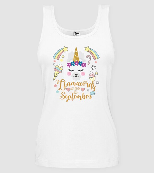 Llamacorns are born in September model alb pe tricou