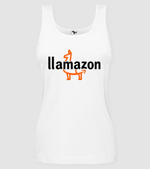 Llamazon model alb pe tricou