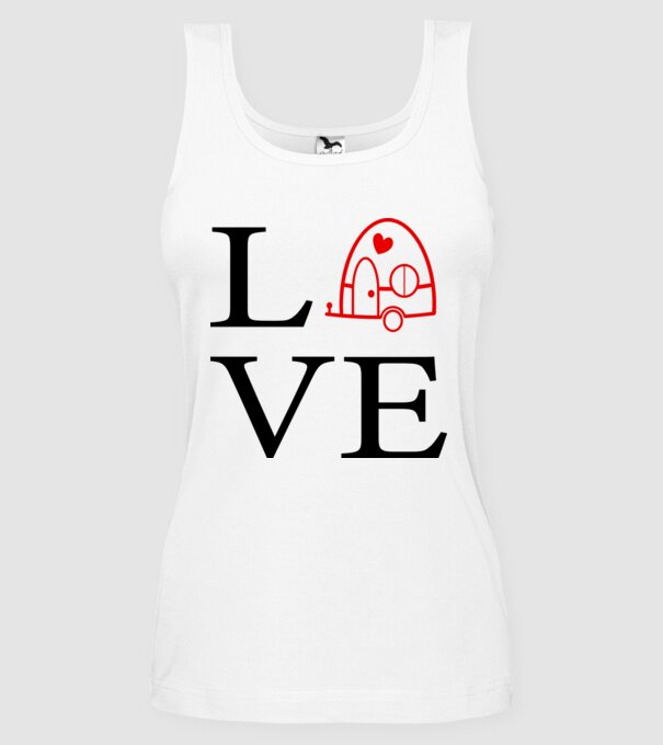 Love camping model alb pe tricou