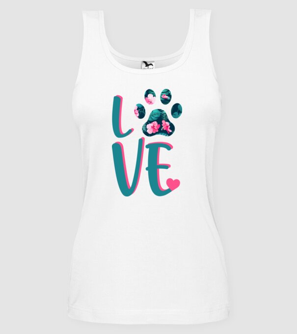 LOVE CÂINI model alb pe tricou