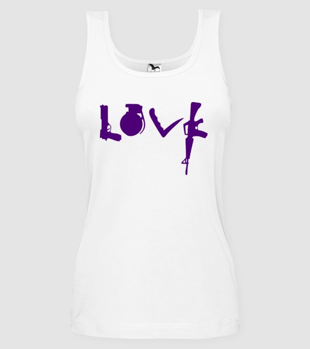 Lovegun model alb pe tricou