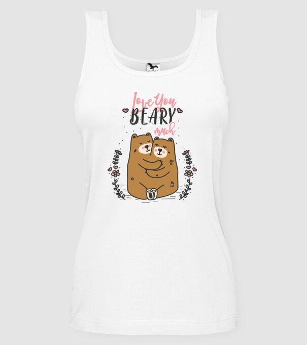 LoveU BEARY much model alb pe tricou