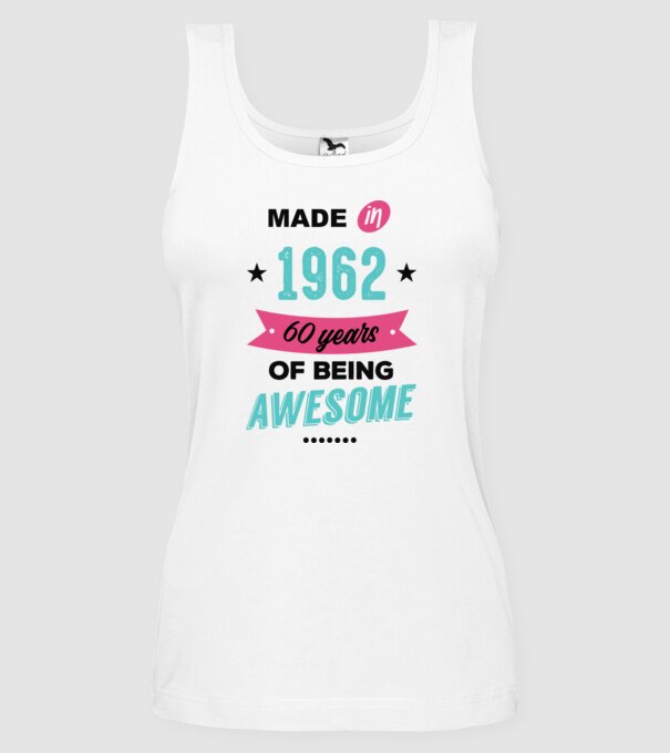MADE in 1962 model alb pe tricou