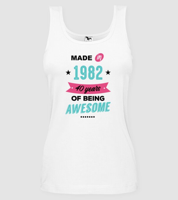 MADE in 1982 model alb pe tricou