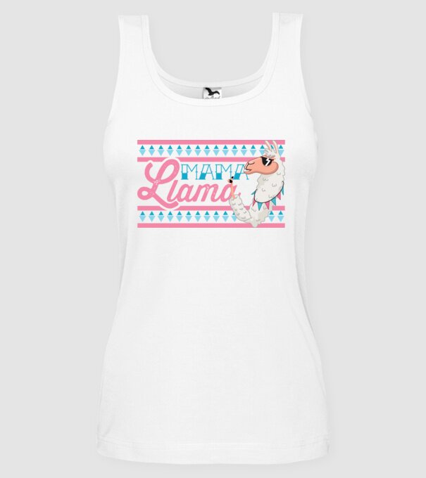 Mama LLama model alb pe tricou