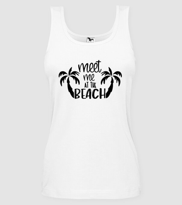 Meet me at the beach model alb pe tricou