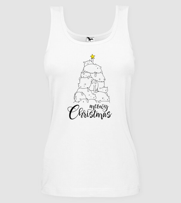 Meowy Christmas model alb pe tricou