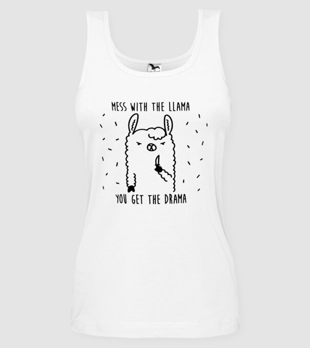 Mess with the lama model alb pe tricou