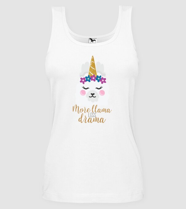 More Llama less drama model alb pe tricou