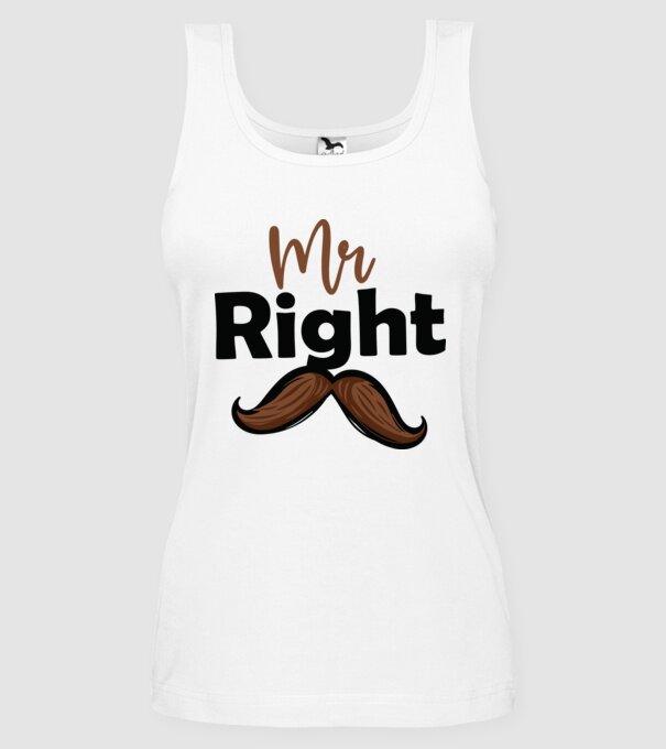 Mr right model alb pe tricou