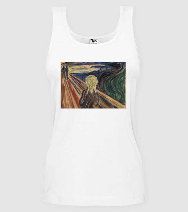 Pictură Munch Mască model alb pe tricou