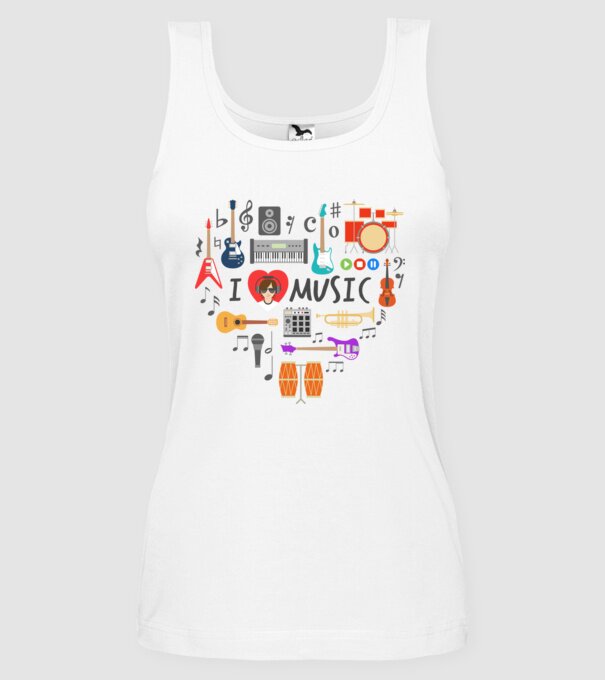 music heart model alb pe tricou