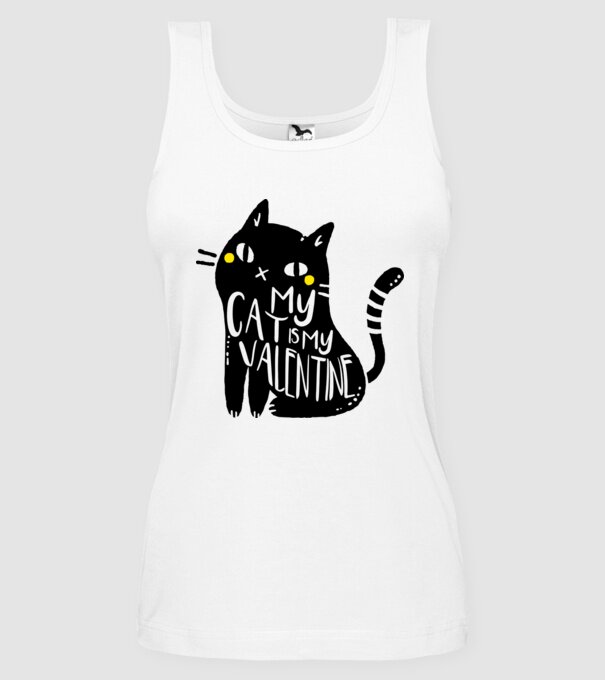 My cat is my valentine model alb pe tricou