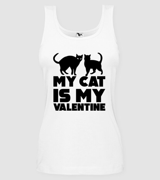 My cat is my valentine black model alb pe tricou
