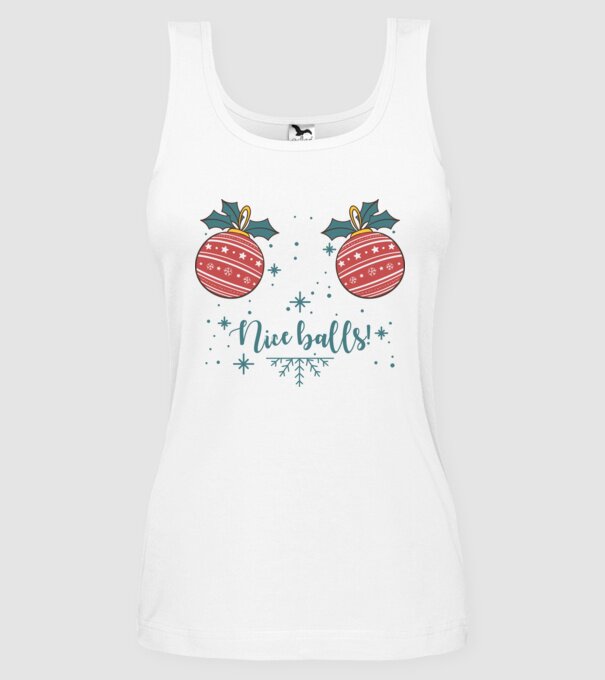 Nice Balls model alb pe tricou