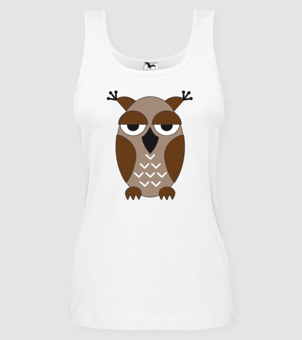 Owl model alb pe tricou