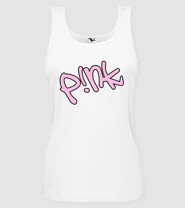 PINK model alb pe tricou