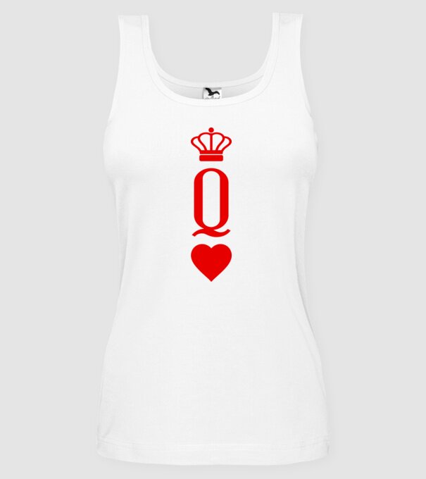 Playin gcards Queen of hearts model alb pe tricou