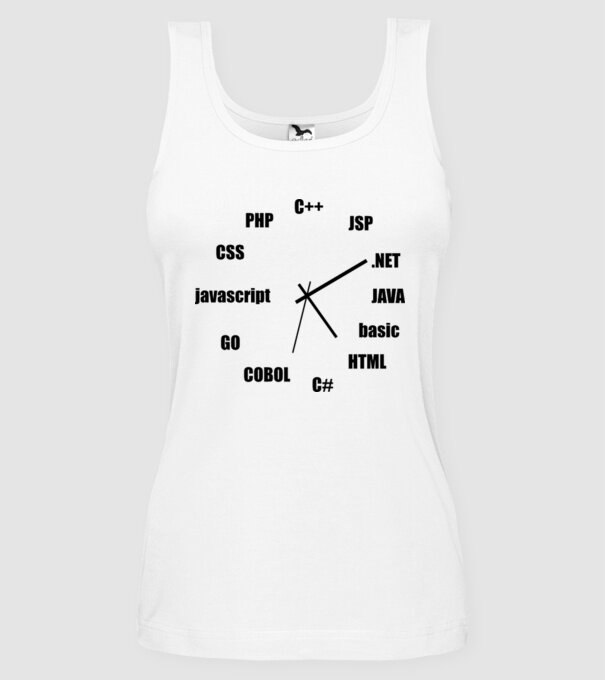 Programmer clock model alb pe tricou