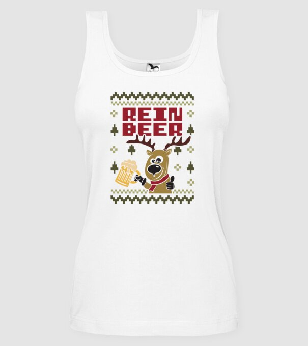 Reinbeer ugly sweater model alb pe tricou
