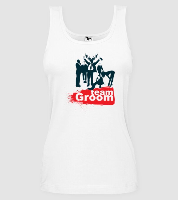 Reservoir Groom Team model alb pe tricou