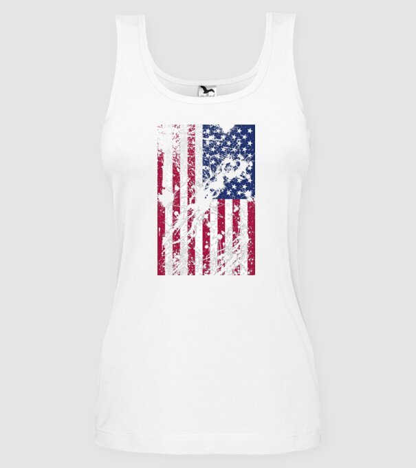 ripped flag U.S. model alb pe tricou