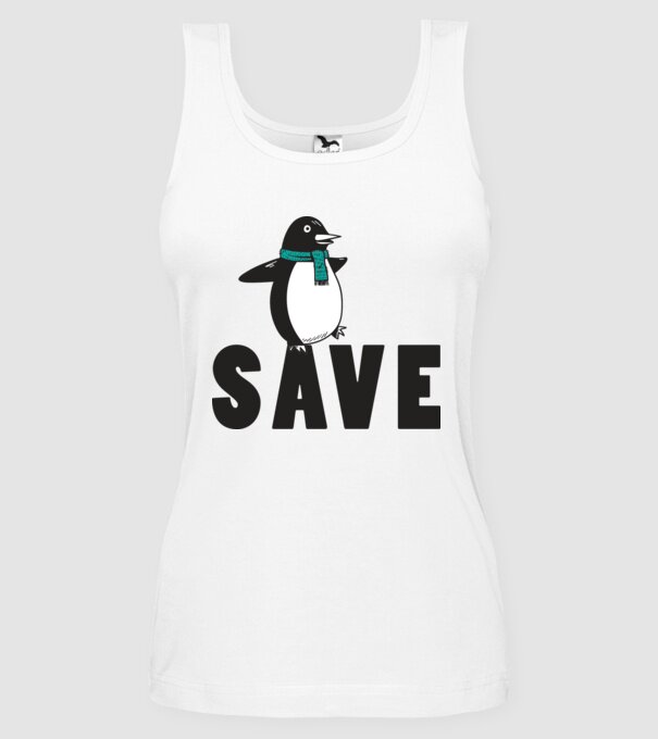 Save penguin model alb pe tricou