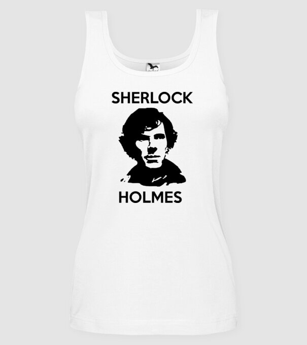 Sherlock model alb pe tricou