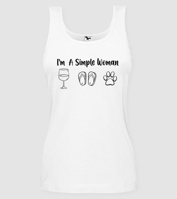 Simple doggy woman model alb pe tricou