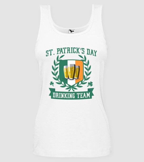 St Patrick Drinking team model alb pe tricou