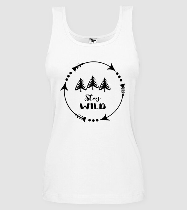 Stay wild arrows circle model alb pe tricou