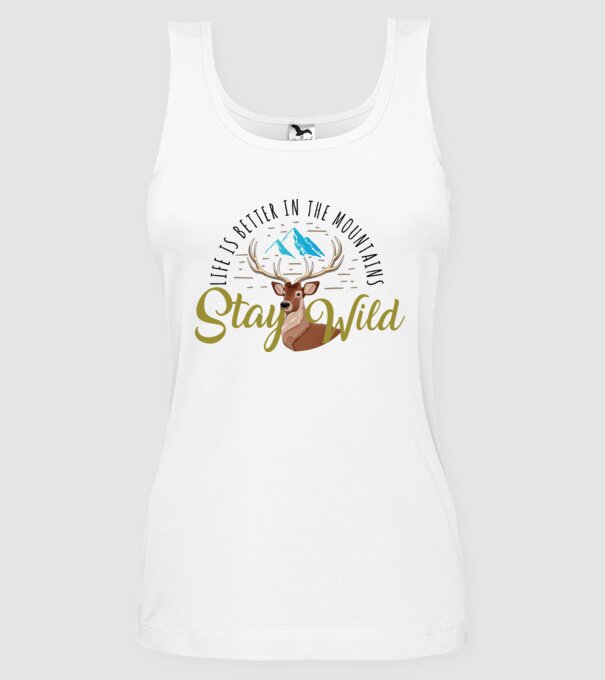 Stay wild Cerb model alb pe tricou