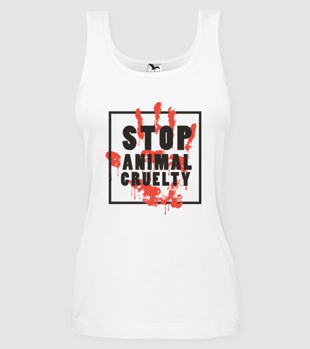 Stop animal cruelty model alb pe tricou