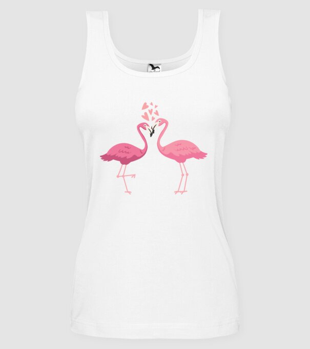 FLAMINGO ÎNDRĂGOSTIȚI model alb pe tricou