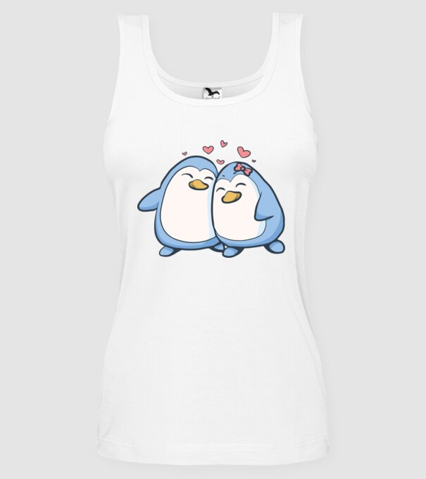 PINGUIN ÎNDRĂGOSTIT model alb pe tricou