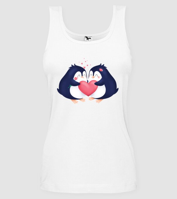 PINGUIN ÎNDRĂGOSTIT model alb pe tricou
