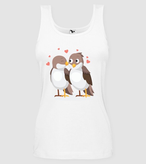 VRĂBII ÎNDRĂGOSTITE model alb pe tricou