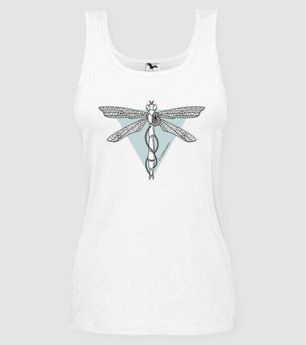 Libelulă model alb pe tricou