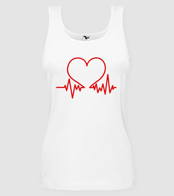 ECG inimă model alb pe tricou