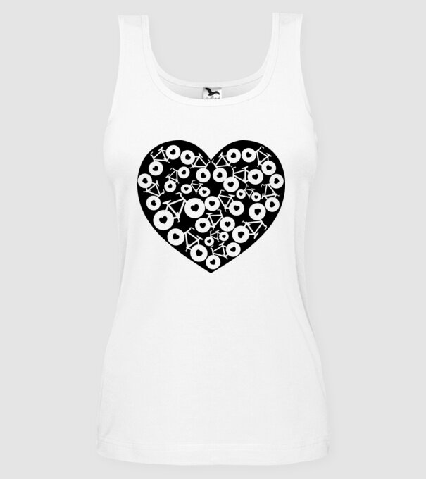 Inima bicicleta model alb pe tricou