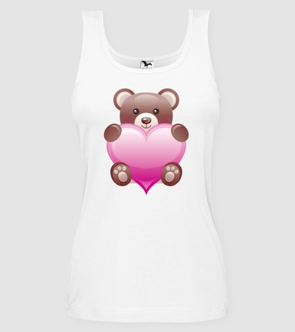 Ursuleț inimos model alb pe tricou