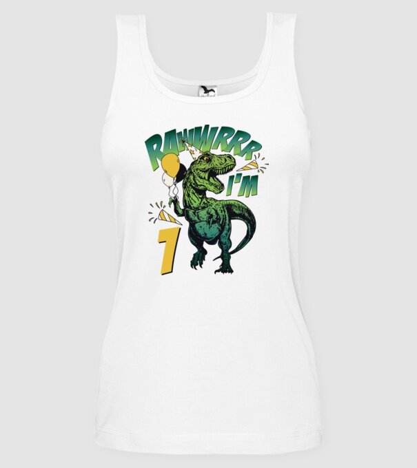 'Birthday Dinosaur rawww i''m 1' model alb pe tricou
