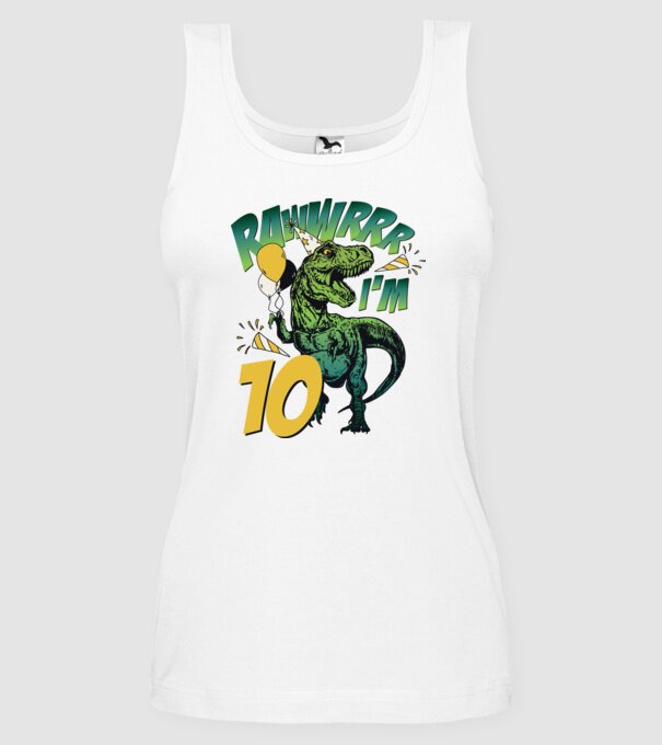 'Birthday Dinosaur rawww i''m 10' model alb pe tricou