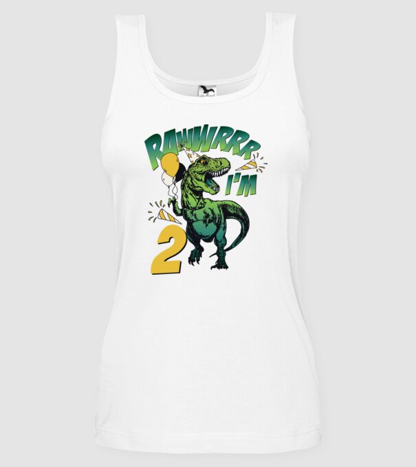 'Birthday Dinosaur rawww i''m 2' model alb pe tricou