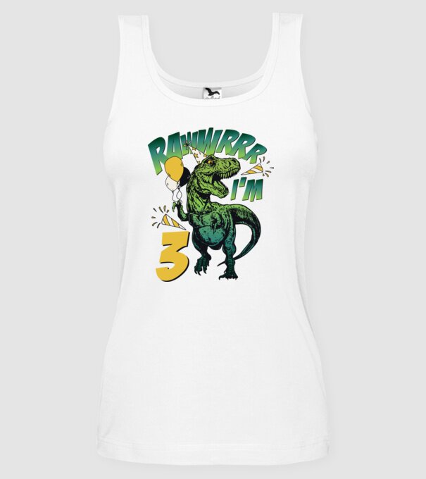 'Birthday Dinosaur rawww i''m 3' model alb pe tricou