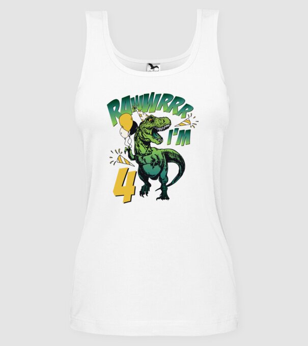 'Birthday Dinosaur rawww i''m 4' model alb pe tricou