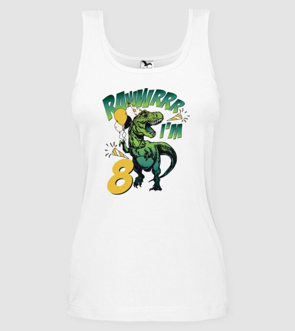 'Birthday Dinosaur rawww i''m 8' model alb pe tricou