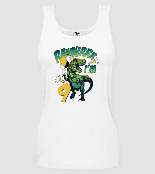 'Birthday Dinosaur rawww i''m 9' model alb pe tricou