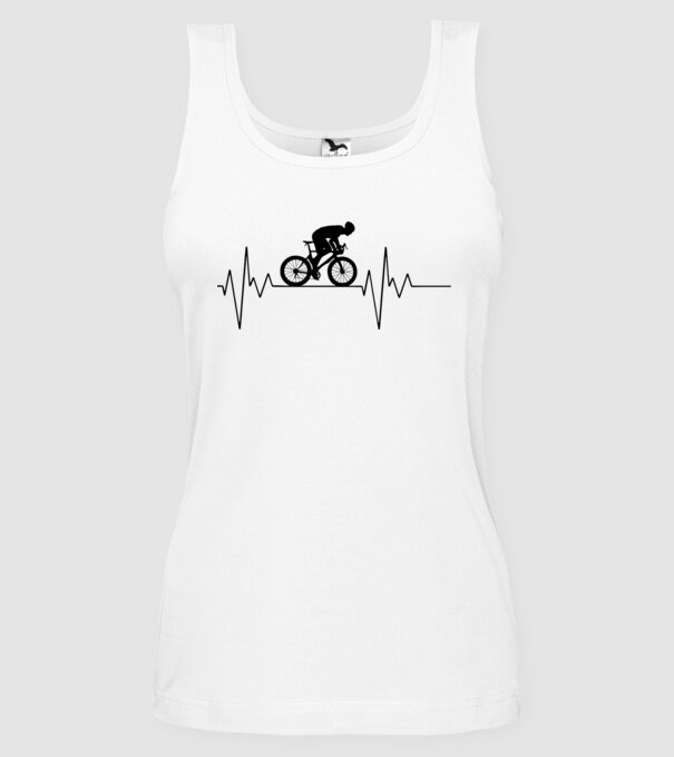 Biker Heartbeat model alb pe tricou