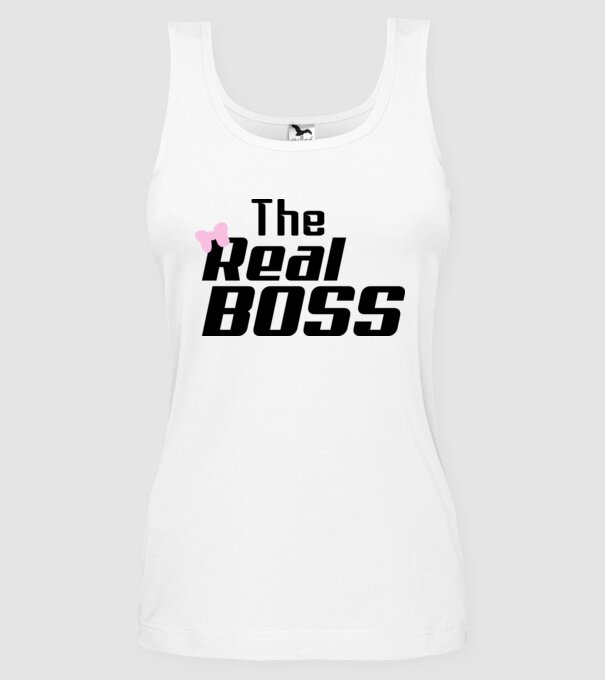The real boss model alb pe tricou